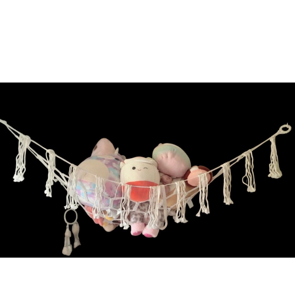 NWOT Macrame Boho Toy Hammock With LED Fairy Lights Set Home Decor